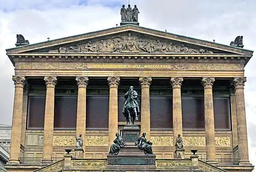 Neoclassical pediment of the Alte Nationalgalerie, Berlin, Germany, by Friedrich August Stüler and Heinrich Strack, 1865–1869[26]