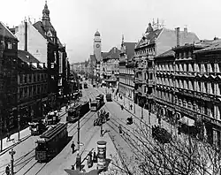 Berliner Straße with City Hall (background), Rixdorf, ca. 1910