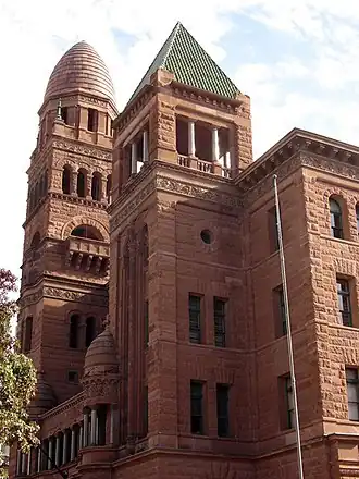 The Bexar County Courthouse by Jeff Gordon is a work of Romanesque Revival architecture from 1892.