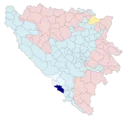 Location of Ljubuški within Bosnia and Herzegovina