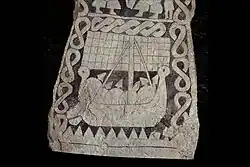 GP 280 När Smiss I picture stone, showing a longship with rudder