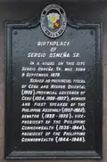 NHCP historical marker commemorating the Birthplace of Sergio Osmeña, Sr.