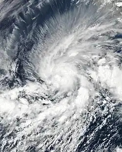 Tropical Storm Blanca on May 31. The system is over the open ocean and is near peak intensity.