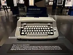 Bob Dylan's original Royal Caravan typewriter, on display in the Bob Dylan Center in Tulsa, Oklahoma.