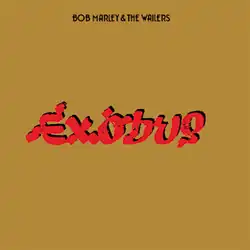 A gold-colored square with the red title "EXODUS" in the center and a small black "BOB MARLEY & THE WAILERS" at the top.