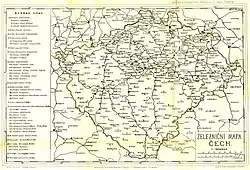 1883 railway map of Kingdom of Bohemia