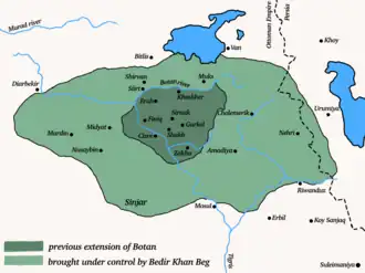 Bohtan Emirate after the captures of Bedir Khan Beg in 1846