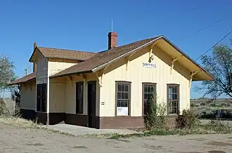 The old Boone Santa Fe Railroad depot that used to serve as the town hall.