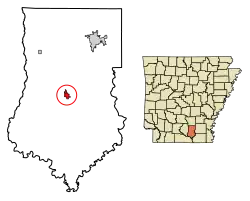 Location of Hermitage in Bradley County, Arkansas.