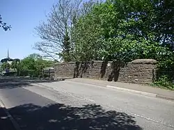 The surviving small road bridge approaching the Wye Bridge, over the line northwards to May Hill station