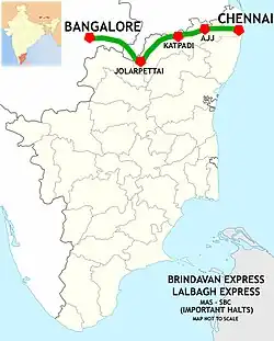 Chennai-Bangalore route map