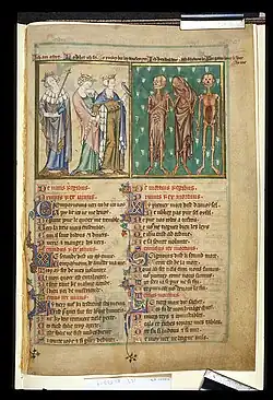 Les trois mors et les trois vis from the De Lisle Psalter.