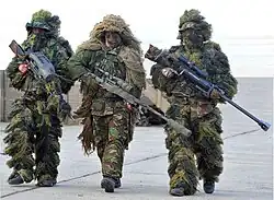 British and French snipers in ghillie suits