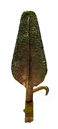 Hooked bronze spear of Seima-Turbino type. Unearthed at Shenna, site of Xining. Qijia Culture (2000 BC)