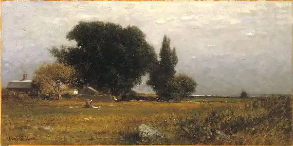 Trees and Meadow (circa 1885) oil on canvas, 30.3 cm × 60.6 cm (11.9 in × 23.9 in), Brooklyn Museum, New York City