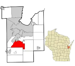 Location in Brown County and the state of Wisconsin