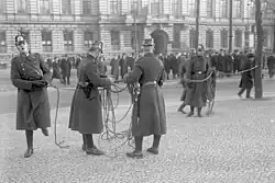 Providing a security cordon at the Reichstag building in 1930.
