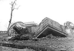 The demolished emergency exit of the Führerbunker in the Reich Chancellery garden (1947)