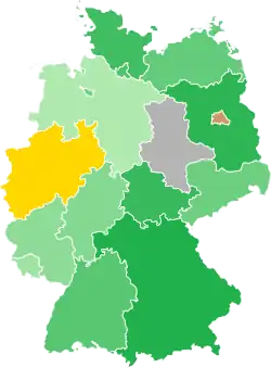A coloured map of the states of Germany