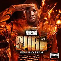 Meek Mill depicted on fire