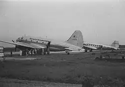 A Curtiss C-46 Commando at Mandai Airfield, 1948