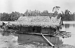 Houseboat on the Rawas River in what was then the Rawas District, Sumatra, Dutch East Indies, circa 1878