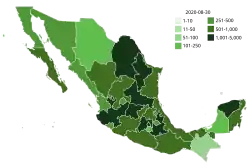 Number of active confirmed cases by state (as of August 10, 2020[update])
