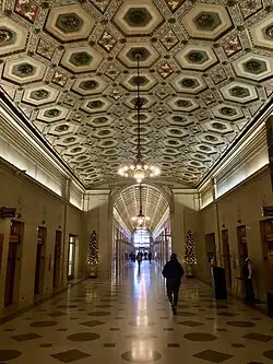 Elevator lobby looking toward Cass Avenue entrance