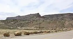 The townsite (left side of picture) in 2025