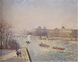 Camille Pissarro, Morning, Winter Sunshine, Frost, the Pont-Neuf, the Seine, the Louvre, Soleil D'hiver Gella Blanc, c. 1901