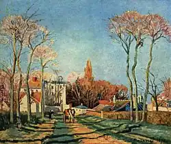 Entrée du village de Voisins[8] by Camille Pissarro, 1872