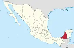 Map of Mexico with Campeche highlighted