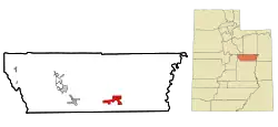 Location in Carbon County and the state of Utah.
