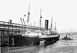 Carpathia, having docked in New York following the rescue of Titanic's survivors