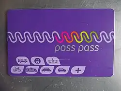 Pass Pass card on a desk.