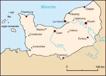Normandy's historical[when?] borders in the northwest of France and the Channel Islands