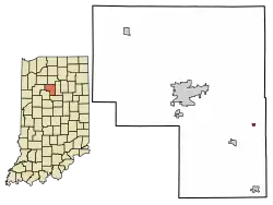 Location of Onward in Cass County, Indiana.