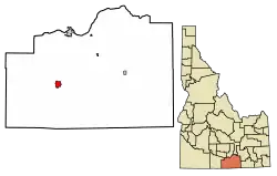 Location of Oakley in Cassia County, Idaho.