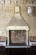 the fireplace inside the throne room