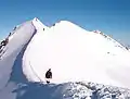 Climbing along the summit ridge