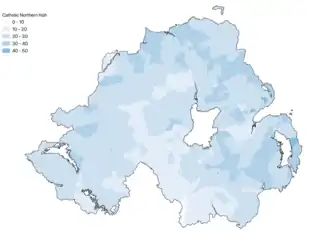 Percentage of Catholics identifying as Northern Irish