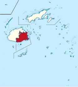 Map of Fiji showing Central division.