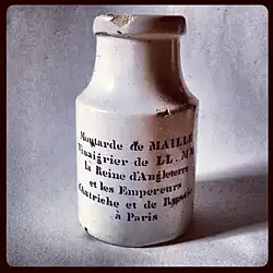 A ceramic mustard bottle from Maille, circa late 19th century