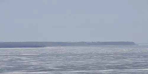 Chambers Island across frozen Green Bay