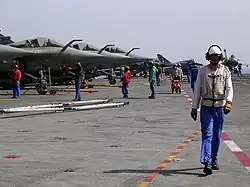 Rafale fighters on the flight deck of the aircraft carrier Charles de Gaulle
