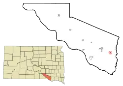 Location in Charles Mix County and the state of South Dakota