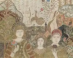 Charles Prendergast, The Offering, c. 1916-1917, tempera and gold leaf on carved panel, 20 x 25 in, private collection.[13]