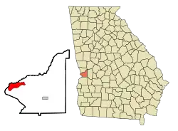 Location in Chattahoochee County and the state of Georgia