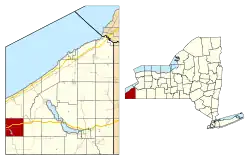 Location within Chautauqua County and New York state