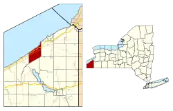 Location within Chautauqua County and New York state